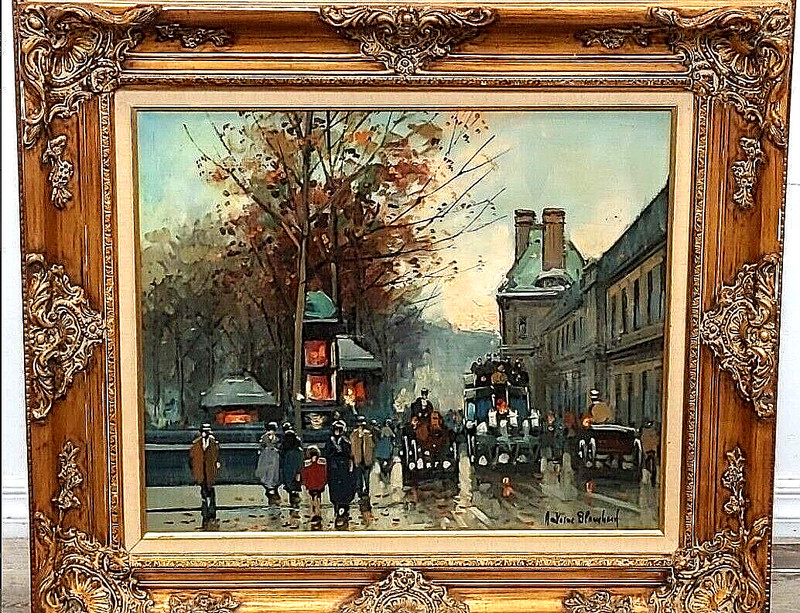 Antoine Blanchard 20″ X 24″ Paris cityscape original oil painting