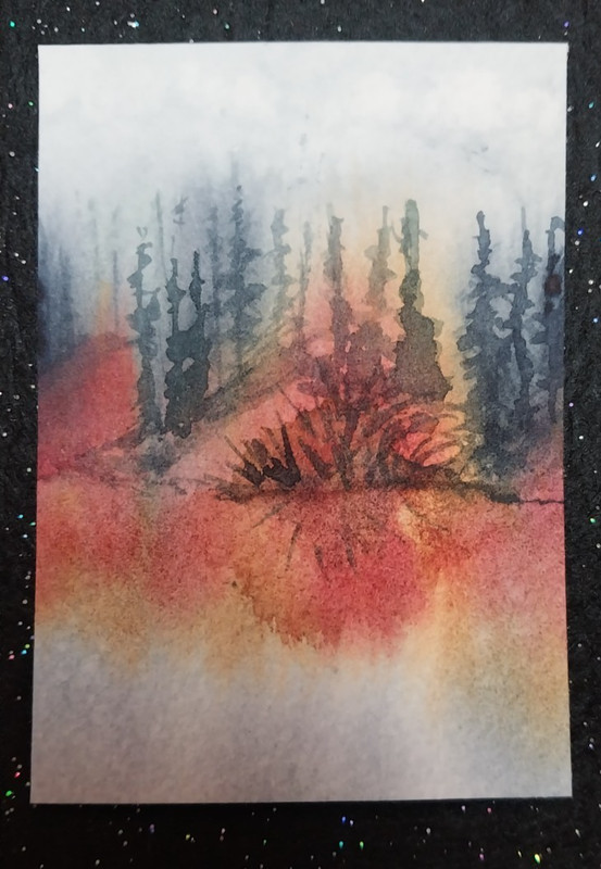 ACEO Art Cards Fall Theme Original Watercolor Painting, 2 1/2 x 3 1/2
