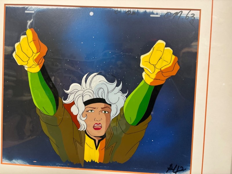 X-Men Animated Series Cel - Flying Rogue -C - M.63 Excellent Condition Framed gallery