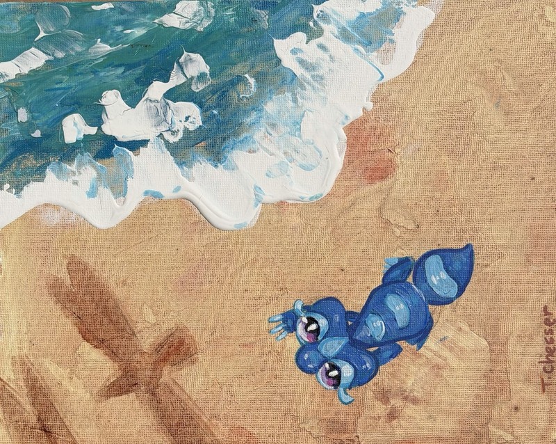 Original Acrylic Painting On Canvas Board Of Pokémon Gecqua Wingull 8×10