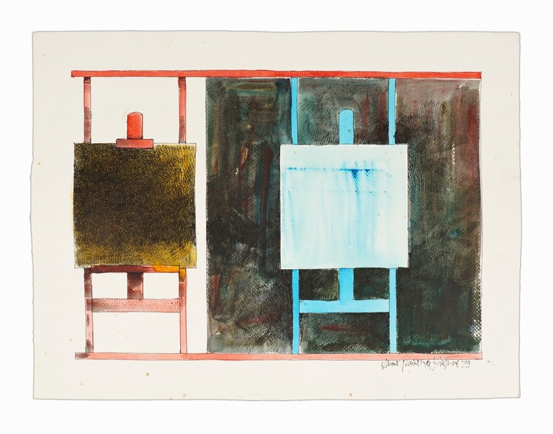 1979 Uldis Krumins Watercolor Painting Mid Century Modern Modernist Hard Edge
