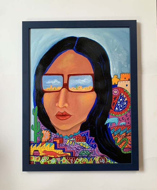 Painting Native American Woman Portrait Arizona Landscape By K. Kills Thunder gallery