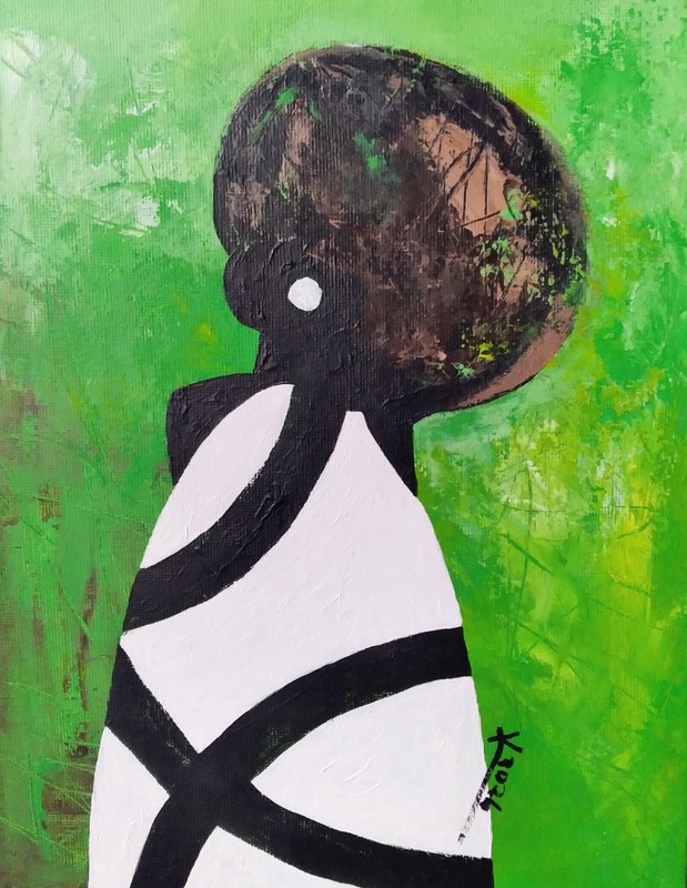 «Afro Queen» Original African American Art Painting 10″ x 8″