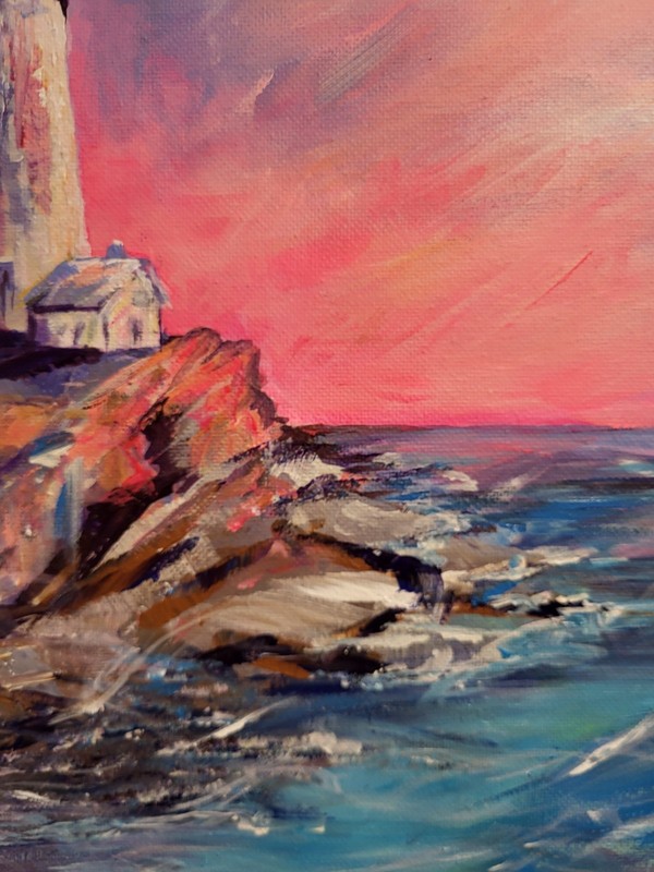 Original Acrylic Lighthouse Painting Coastal Art Handpainted Signed Canvas gallery