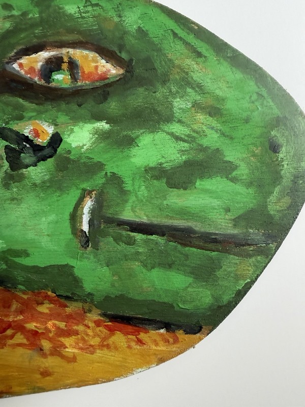 VINTAGE AMERICAN FOLK ART Fish PAINTING on Wood Board Outsider Art gallery