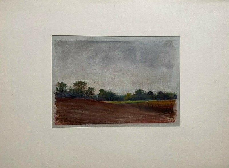 ::FRANZ EHMKE *1928 -2018 BERLIN FIELD TREES EARTH SKY PASTEL SIGNED gallery