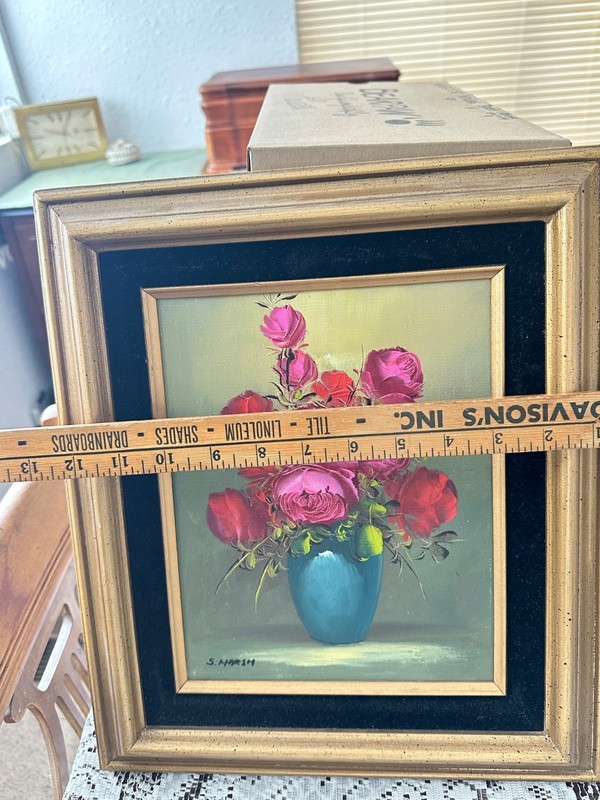 Beautiful Original Oil/Acrylic Painting On Canvas Vase Of Roses By S. Marsh gallery