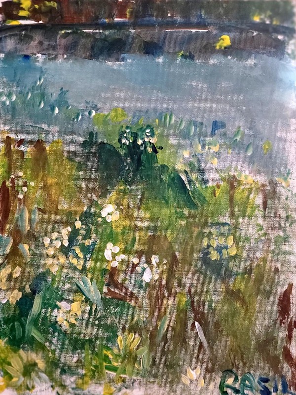 Abstract Expressionist Original Painting Canvas Panel Wildflowers Landscape gallery