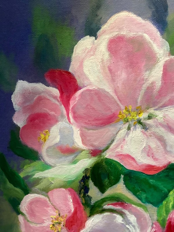 Apple Tree Blooming Original Painting in Oil 12x14" Flowers Artwork on eBay gallery