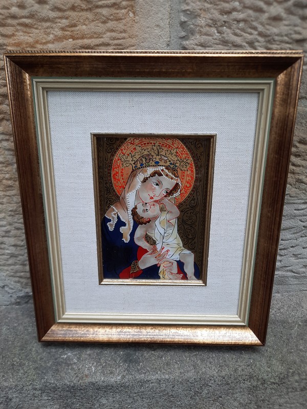 Original back stained glass Mary Child Jesus Mother of God