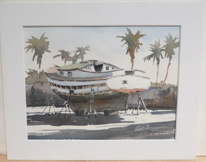 TOM DUNTEMANN «OPTIMIST 3» SAN DIEGO FIESTA ISLAND WATERCOLOR SEASCSAPE PAINTING