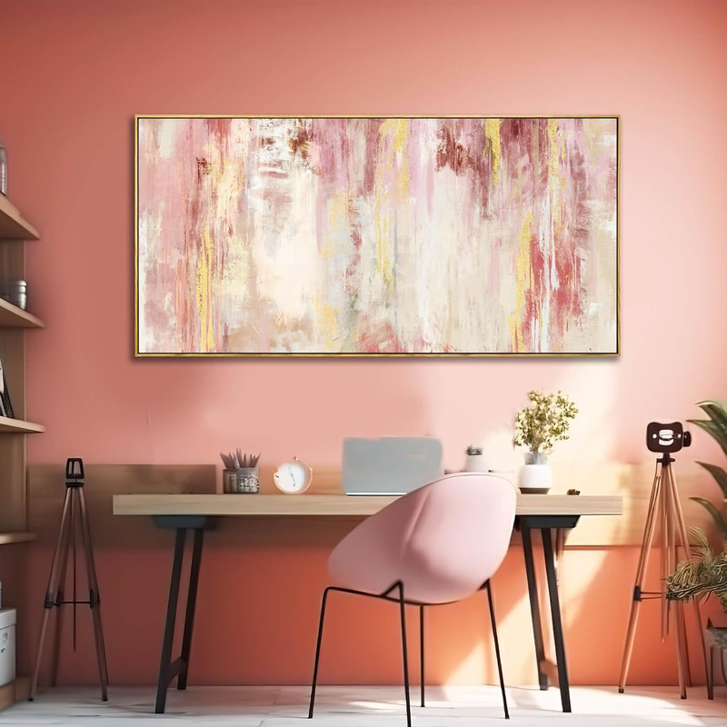 Modern Abstract Pink Framed Wall Art - 20x40 Inches for Home & Office gallery