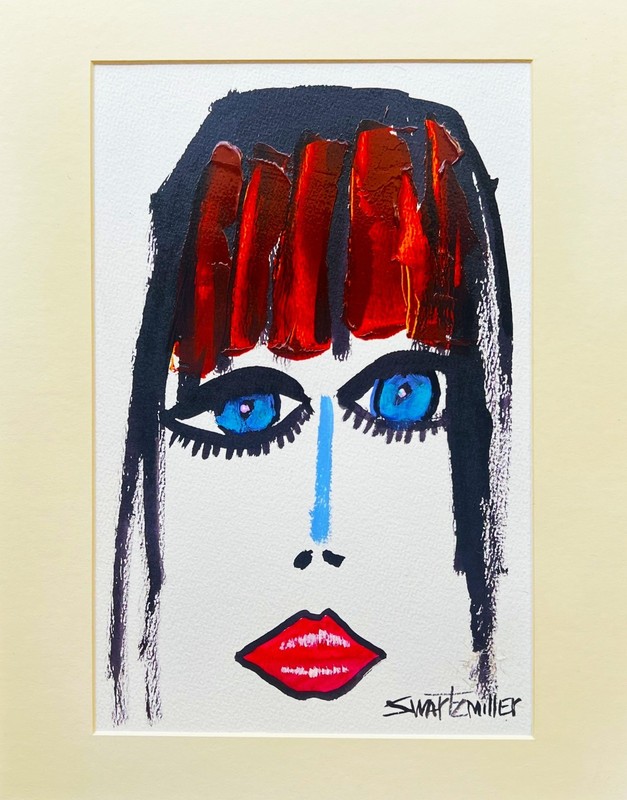 COLORFUL POP ART Lady Portrait acrylic RECYCLED unique PAINTING SWARTZMILLER DNA gallery
