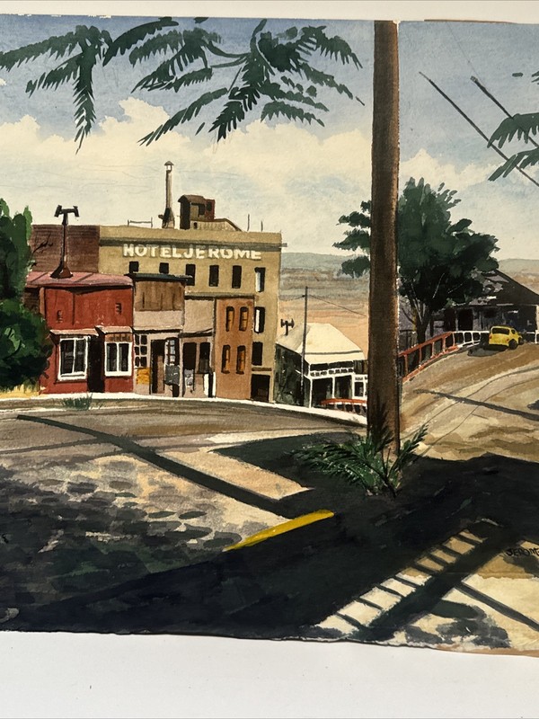 American Regionalism Painting Jerome Arizona Landscape Urban Hutchings Wpa Style gallery
