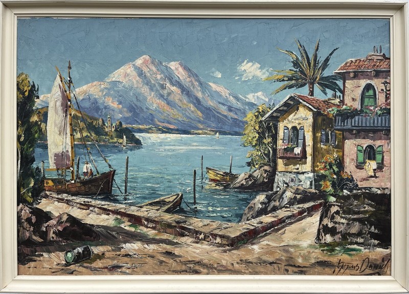 Daniels Mogens Mediterranean Landscape Lake Garda Sailboats Finca 105.5×75.5cm