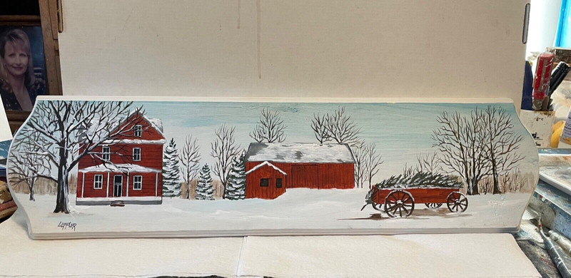 23″ x 6″ Original Acrylic Painting on Wood…..»Winter Wonderland»