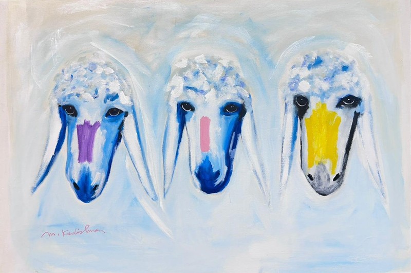 Menashe Kadishman | «Three Sheep» | Acrylic on Canvas | 140x95cm | COA