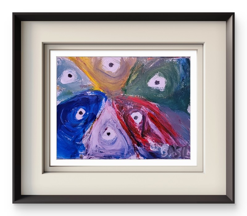 Fish Of Color Abstract Expressionist Original Painting 9x12 Paper gallery