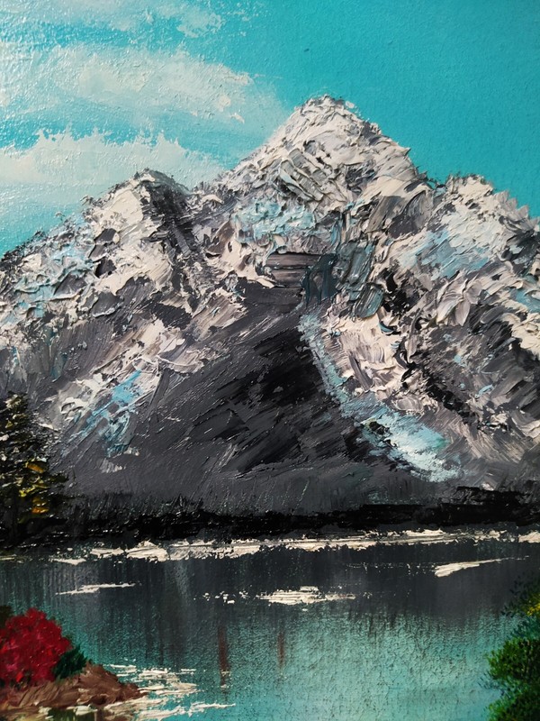 Original oil painting Lake in the mountains  40 x 30 cm Landscape gallery