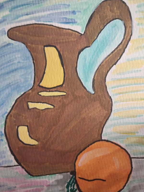 Still Life Painting Kitchen Art ORIGINAL COLLECTIBLE WHIMSICAL FRUIT ORANGE 4×6