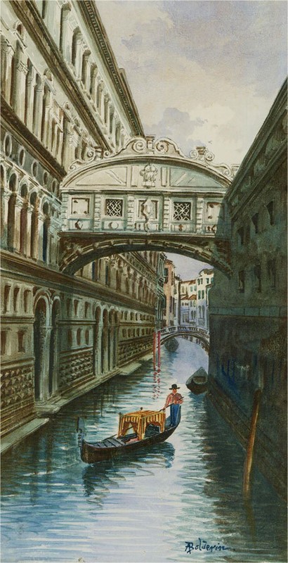 A. Boldenim - Signed Mid 20th Century Watercolour, Bridge of Sighs gallery