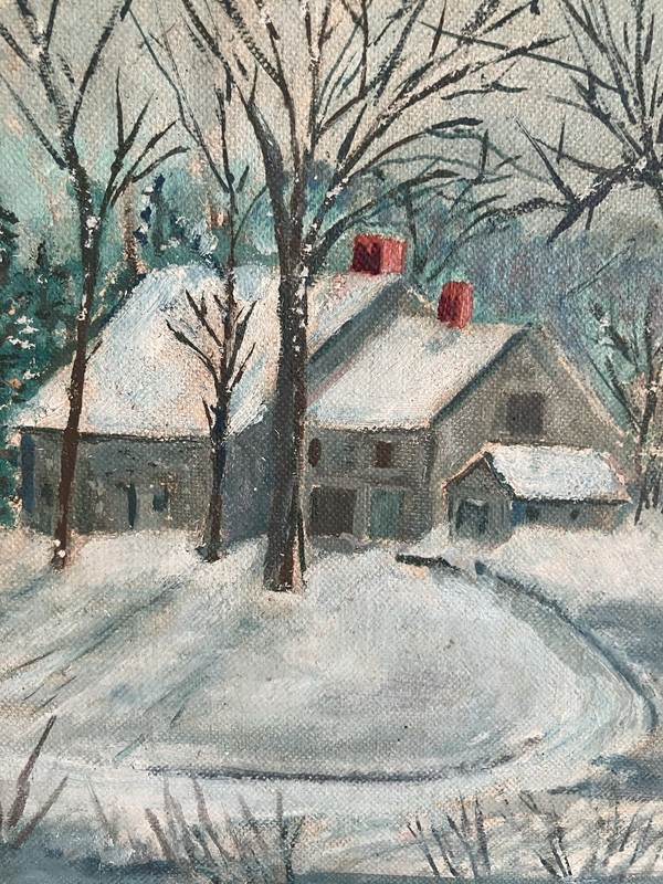Original Vintage Signed Frame Oil Painting Old Stone House Chester Vermont 10x12 gallery