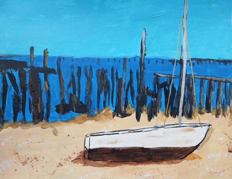 Abstract/Impressionism 11x14 Provincetown Docks Cape Cod original Art Painting gallery