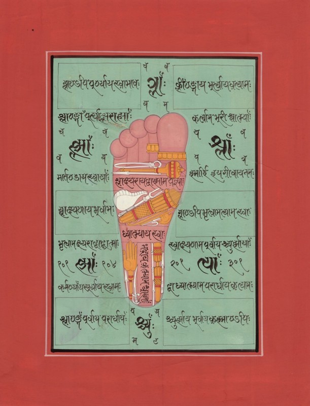 Vishnu Pada Footprint Tantrik Painting Handmade India Hindu God Foot Tantric Art