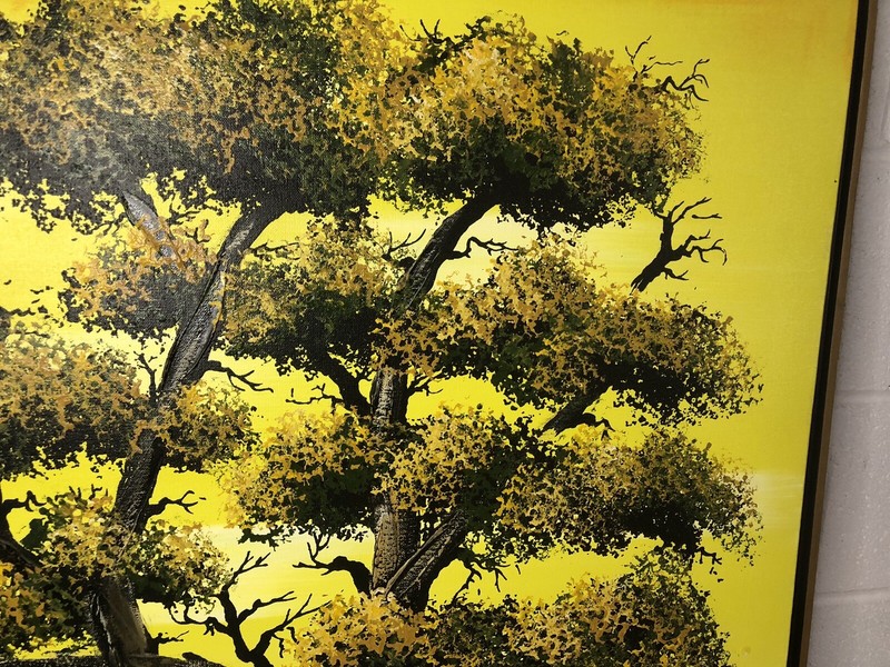 Large Original Kiles Oil On Canvas Painting Autumn Fall Tree Leaves Yellow 37x37 gallery