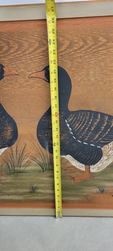 Folk art painting Folk Art Waterfowl Painting On Wood Board 1984 J. Kirby gallery