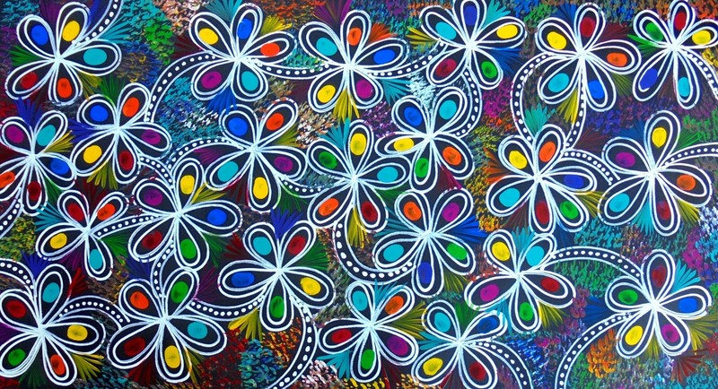 SELINA NUMINA 100 x 60 cm Original Aboriginal Painting. Blueberries