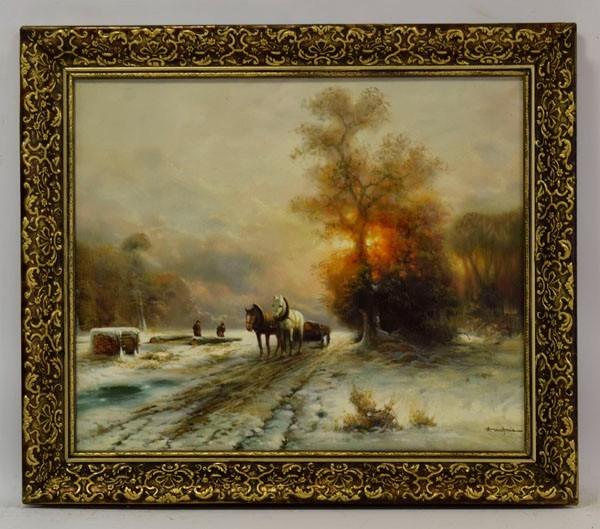 H. Mehrnia (b. 1942), Art. up to €1,300, «Winter Landscape with Woodcutters» oil