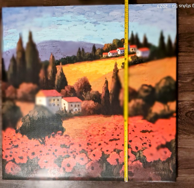 TUSCAN POPPIES by PARROCEL - COLORFUL POPPY FIELD VILLAGE CANVAS gallery