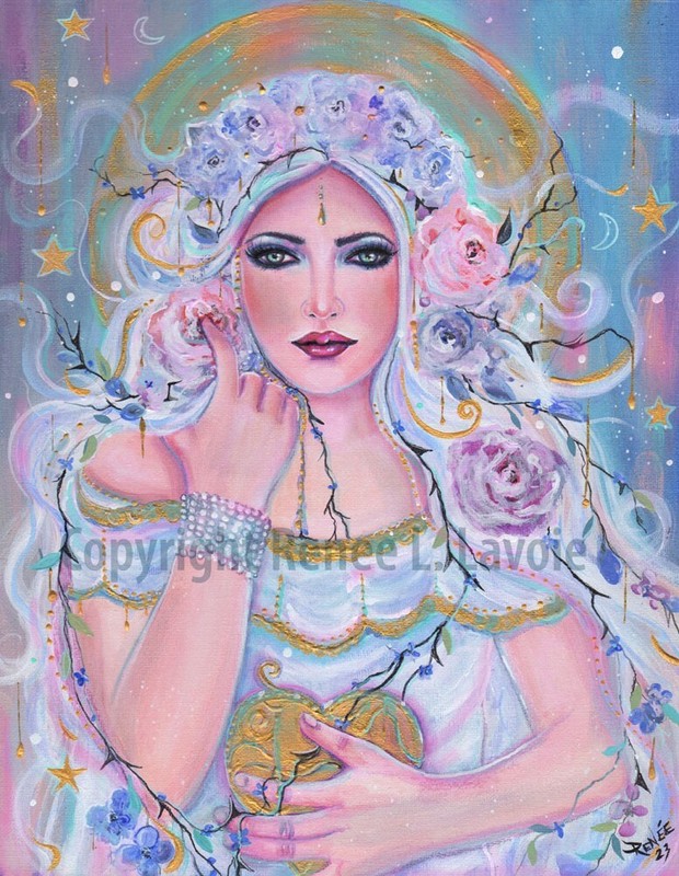 Venus goddess you can’t have my heart Original 11×14 painting RENEE L. LAVOIE