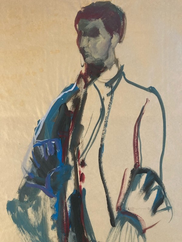 Painting Gouache Paper Expressionist Non Signed