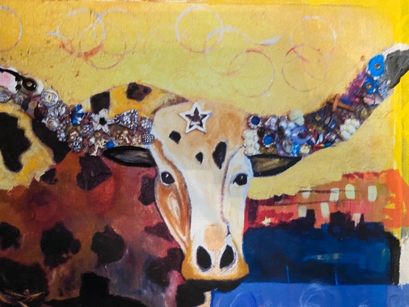 "Longhorn Land! Original mixed media painting- 16 by 20 inches gallery