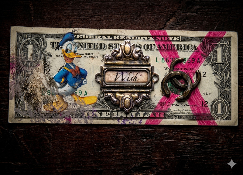 Original Mixed Media Art $1 Bill Pop Art Street Art OOAK Signed «Wish»