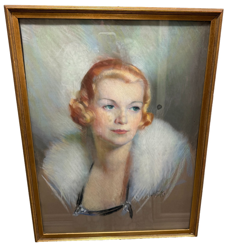 Art Deco Pastel of a Socialite by Alexander Benjamin Clayton (1906-1988)