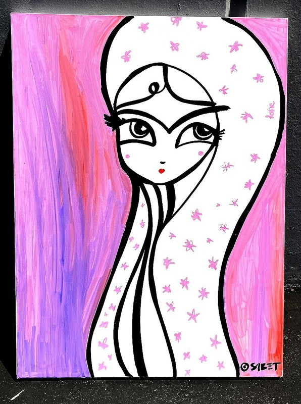 Ali Sabet Original Signed Acrylic on Canvas Painting (30×40) Young Woman