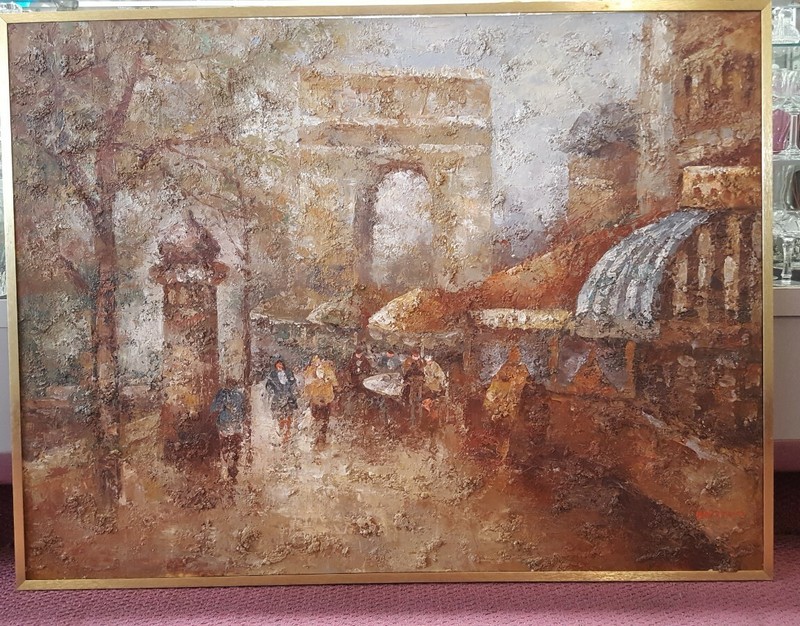 Edward Barton Parisian Street Scene By The Arc de Triomphe Oil On Canvas gallery