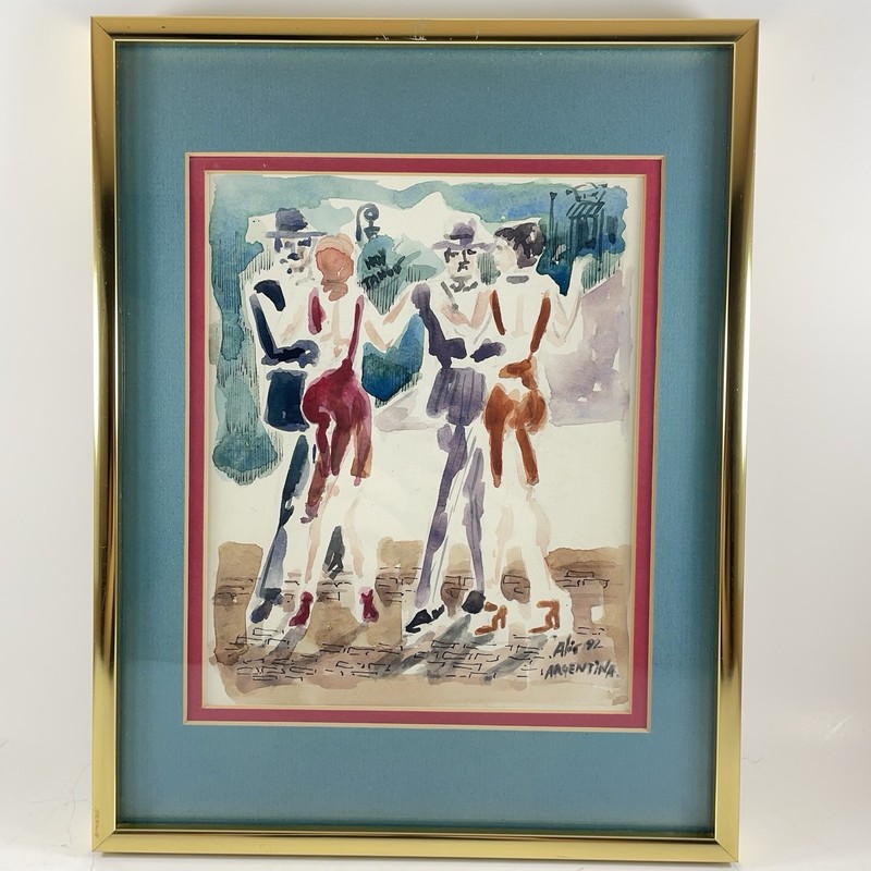 JORGE Guillermo ALIO WATERCOLOR PAINTING 9×11 ARGENTINA TANGO DANCERS