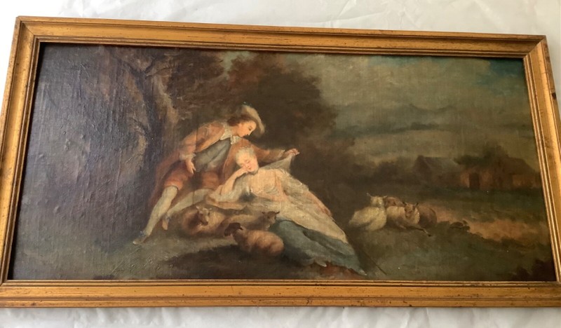 18th CENTURY JEAN-BAPTISTE PATER Shepherdess with Sheep in a Countryside Oil gallery