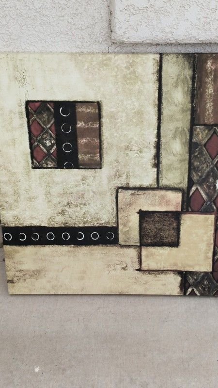Abstract Geometric Canvas Painting with Textured Design, Medium Art, Unframed