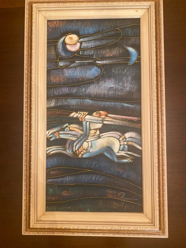 Ian Rystron original acrylic on canvas ( 17x30in.)framed/ (image 12x24in)