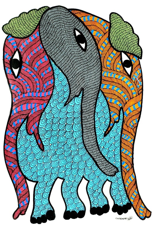 Original Tribal Gond Painting, Wall Decor, Home Decor, Handmade Painting