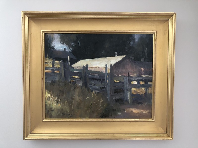 David Slonim Fences at Sieben Ranch Oil On Board Painting