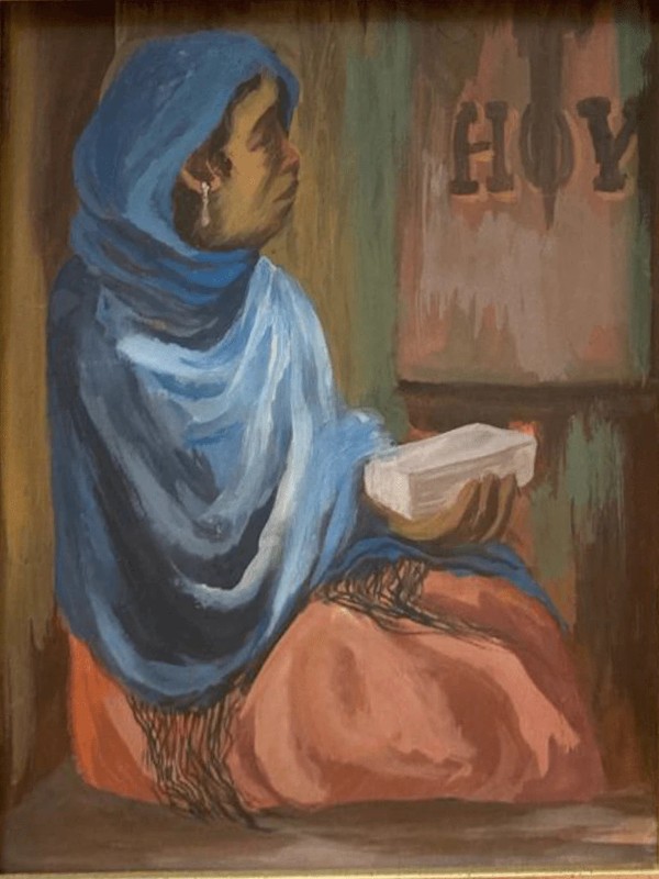 Edward Millman Attributed to Gouache Chicago Modernist Mexican Woman 1930s!!!