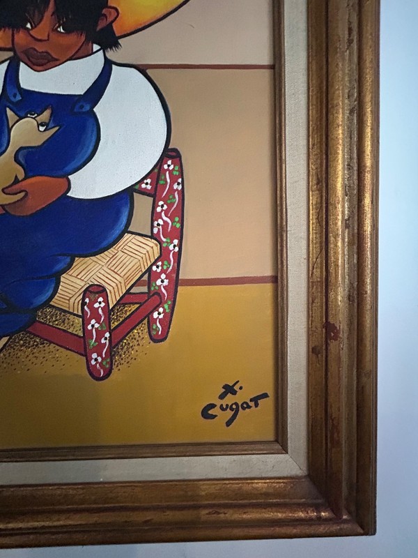 Xavier Cugat - Man with Dog - Signed, Framed Original Painting on Canvas gallery