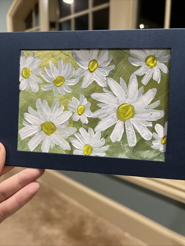 Daisy,flowers,spring,original,miniature Painting,small,mini, gallery