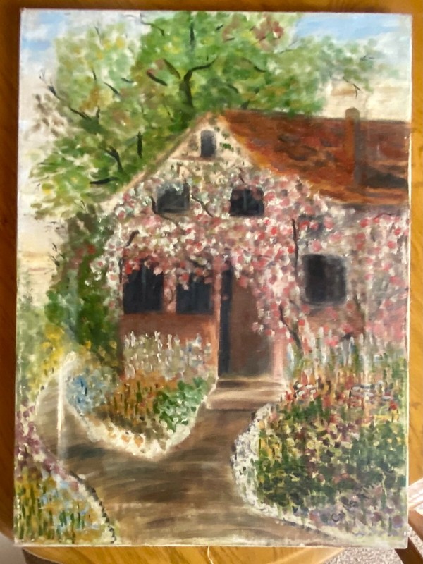 Original Primitive or Modernist Oil on Canvas Signed Carlos R M******